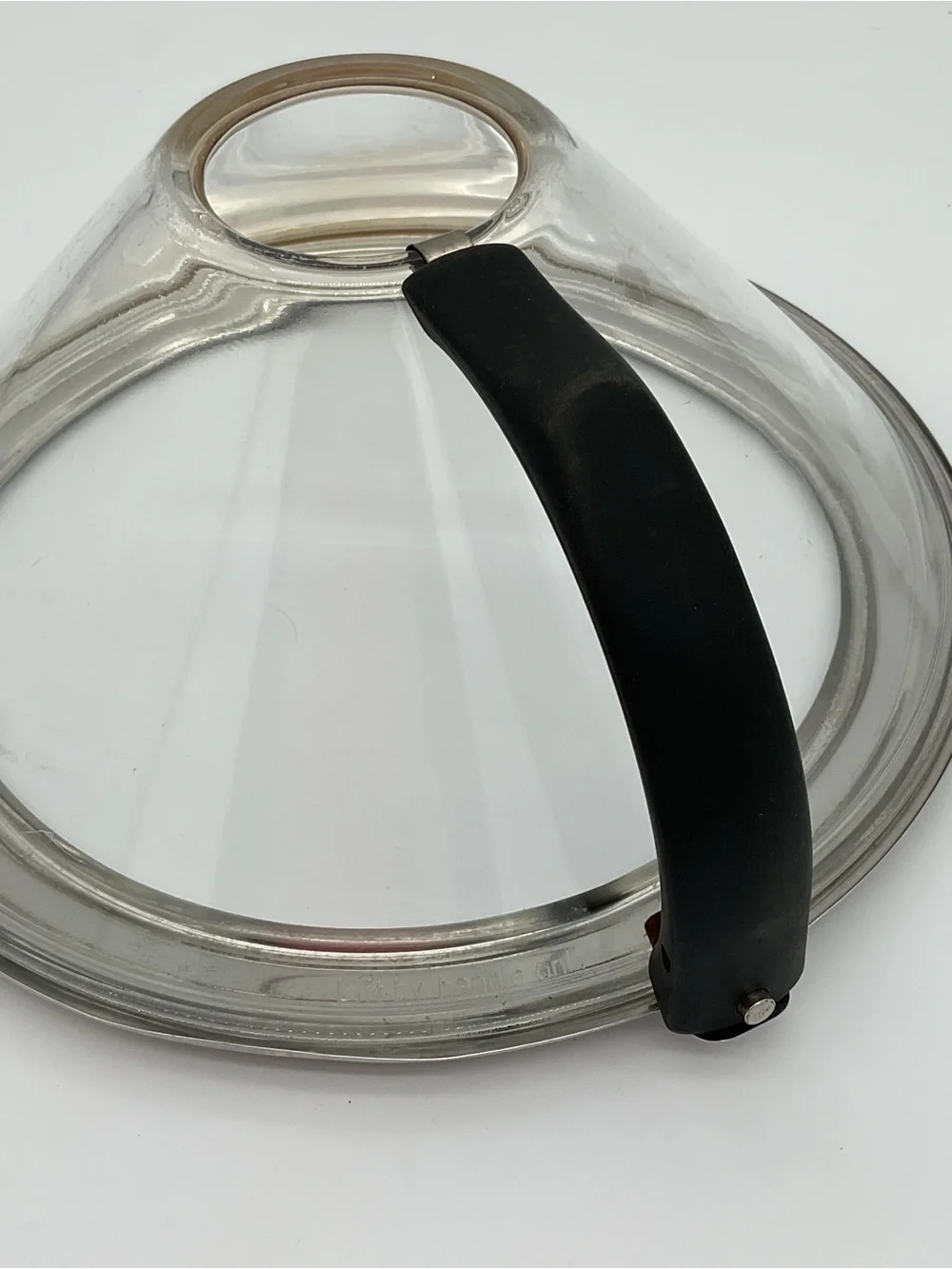 Clear Glass Splatter Guard with Rim and Handle